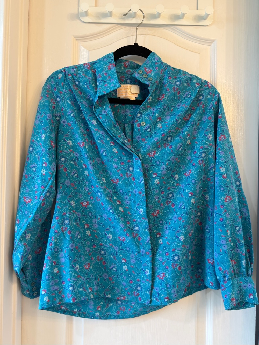 Button-Down Floral Print Shirt - Teal Blue